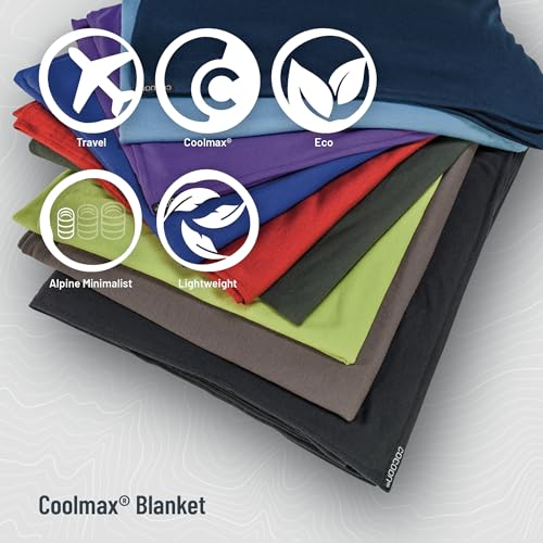 COCOON Coolmax Travel Blanket - Peacock Green | Quick-drying COOLMAX fabric, Breathable moisture-wicking comfort, Lightweight compact blanket for travel and camping - color: Peacock Green