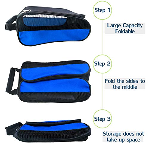 Outdoor Golf Shoes Bags Travel Mesh Zippered Sport Shoe Bag Blue - color: Blue