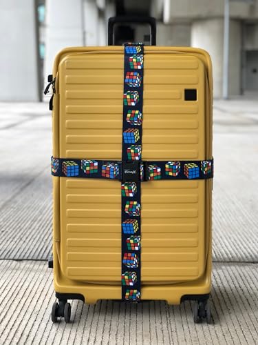 Teeoff 2 Pack Elastic Luggage Straps Suitcase Belts Travel Bag Accessories Adjustable 220CM (Magic Cube) - color: Magic Cube