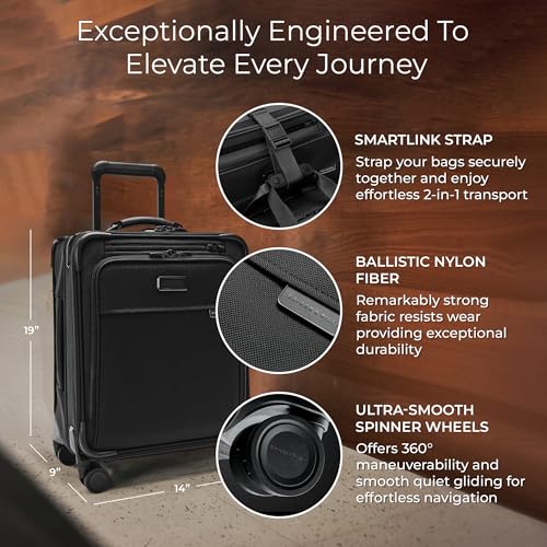 Briggs & Riley Baseline Spinners, 블랙., Briggs & Riley 베이스라인 스피너 - color: 블랙., size: 19-inch Baseline Compact Carry-On