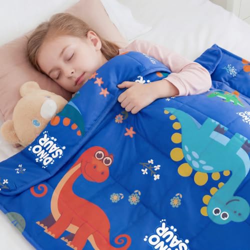Dinosaur Weighted Blanket 3lbs Cool Small Heavy Throw Blanket Gifts 36"x48" - color: Blue Dinosaur, size: 36"×48" 3lbs