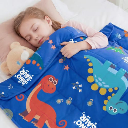 Dinosaur Weighted Blanket 3lbs Cool Small Heavy Throw Blanket Gifts 36"x48" - color: Blue Dinosaur, size: 36"×48" 3lbs