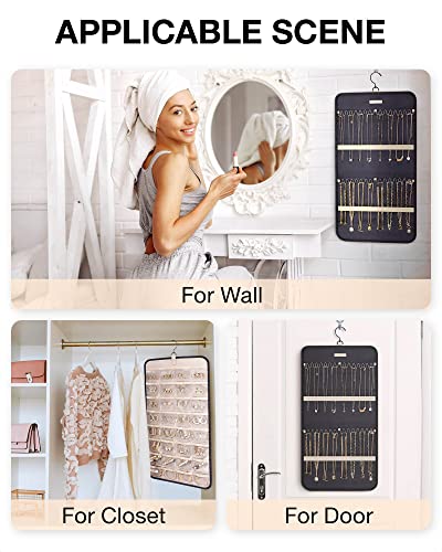 BAGSMART Hanging Jewelry Organizer Necklace/Earring/Ring 2-Sided M Black - color: Black, size: Medium