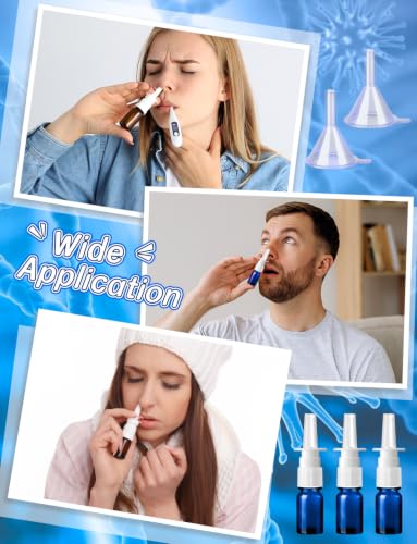 4 Pcs Nasal Spray Bottle Glass Empty Refillable, 5ML/0.17OZ - color: Blue 4Pcs