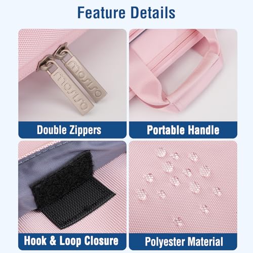 MOSISO 360 Protective Laptop Bag 13.3 inch, 13-14 inch Computer Bag | Compatible with MacBook Air 13 inch/Pro 13 /Pro 14, HP,Dell,Notebook, Laptop Carrying Case with Strap&Handle, Pink - color: Pink, size: 13.3 inch