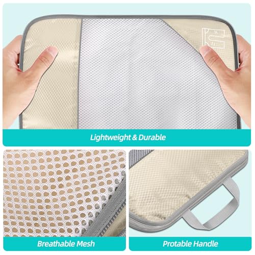 6 Set Compression Packing Cubes for Travel - Compressible, Lightweight, and Space-Saving Packing Cubes, Travel Accessories Luggage Suitcase Backpack for Men Women (Beige) - color: Beige