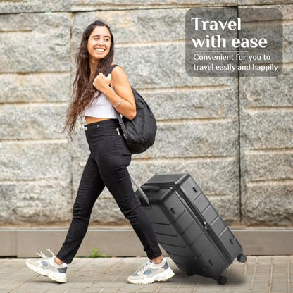 OLIXIS 28 Inch Luggage, Hardside Checked Suitcase with Spinner Wheels, Lightweight ABS Hard Shell Travel Luggage, TSA Approved Lock, Expandable Large Suitcase for Business & Travel–Black - color: Black, size: 28 IN