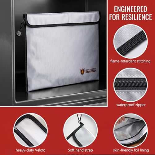 Fireproof Document Bag, 15 x 11 Inch Waterproof Document Pouch with Zipper - color: 1 Pack Silver