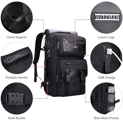 WITZMAN Travel Backpack for Men Duffle Bags Fits 17 Inch Laptop - color: Black