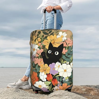 Pattern Luggage Cover Elastic Washable Stain-Resistant Stretchable Baggage Protector Fits 18-28 Inch Luggage (Cat, Large) - size: Large, style: Cat