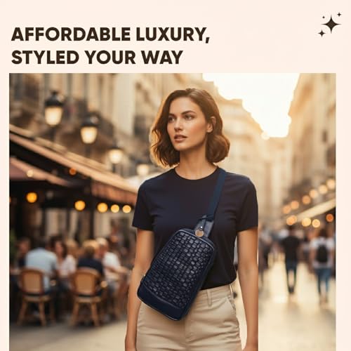 Genuine Leather Body Bag, Unisex Casual Travel Sling | Handcrafted Crossbody Side Organizer, Trendy Durable Secure Travelling Essentials Kept Bag For Daily Use & Active Commuters - color: Navy