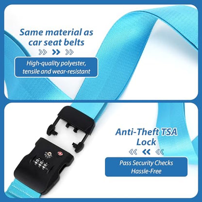 TSA Approved Luggage Straps with Combination Lock, Cross Blue - color: Cross Blue