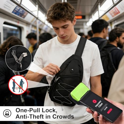 OSOCE Anti-Theft Sling Bag, Crossbody Bag for Men, Water-Resistant, 1.0L - color: Black V1.0, size: Large