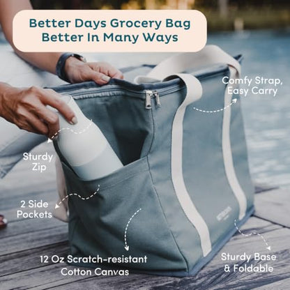 Nook Theory Reusable Insulated Grocery Bag - Leak Proof, X Large Cooler Bag - color: Jute Black