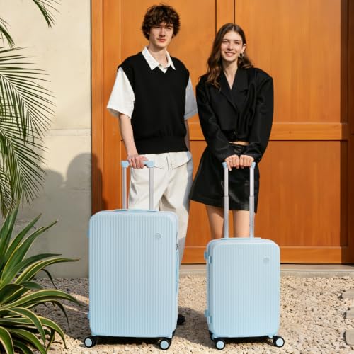 mixi Carry On Luggage Hardside Suitcases with Wheels, 20 Inch Glacier Blue - color: Glacier Blue, size: 20-inch