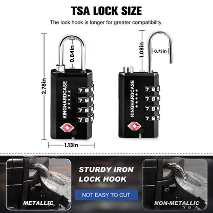 Kinghardcase 2 Pack TSA Approved Gun Locks, 4 Digit Combination Locks for Gun Case, Ammo Box, Rifle Bag, Luggage, Durable Resettable Locks with Locking Hook, Zinc Alloy, Travel Security - style: 2 Short Locks