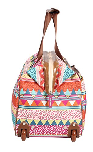 Lily Bloom Pattern 22 Inch Duffel Bag with 2-Rolling Wheels, Weekender Overnight Travel Lightweight Carry-On Suitcase For Women - color: On the Prowl