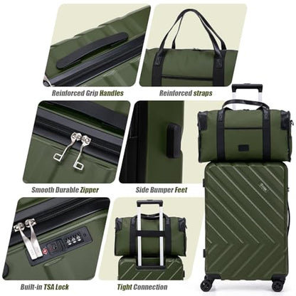 Eeeza ABS+PC Luggage Sets 5 Piece,Suitcases with Wheels(20"/24"/28"),Yellow - color: Mango Yellow, size: 5piece