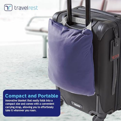 TRAVELREST 4-in-1 Travel Blanket - Comfort for Long Travel - Blue Regular - color: Navy