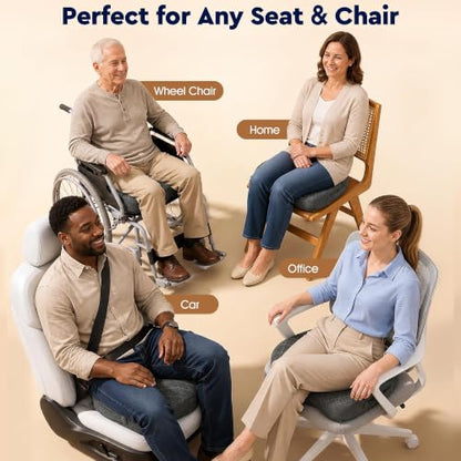 TushGuard Seat Cushion, Memory Foam Office Chair Cushion - Grey, Large - color: Grey, size: Large
