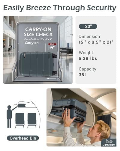 Coolife Carry On Luggage Hardside Suitcase with Spinner Wheels, 20in | 22x14x9 Airline Approved, Lightweight ABS+PC, Travel Suitcase with TSA Lock, Spinner Wheels, Durable Zipper, Teal - color: Teal, size: Carry On(20in)
