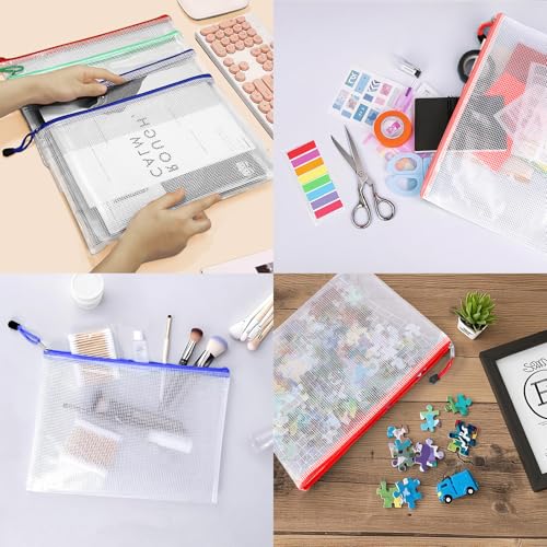24pcs A4 Mesh Zipper Pouch Bags, Mesh Bags with Zipper Bulk, Pouches for Organization, Clear Storage Bags for Classroom, Travel, Office - size: 24PCS