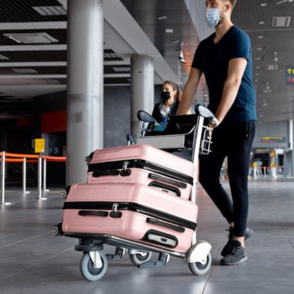 Karl home Luggage Set 3 Piece Hardshell Suitcases with TSA Lock, Light Pink - color: Light Pink, size: 3 Piece Set (20/24/28 Inch)