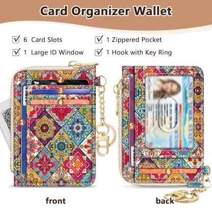 GIANCOMICS Slim Wallet Women, Credit Card Holder, Small Rfid Boho Mandala - color: Boho Bohemian Mandala