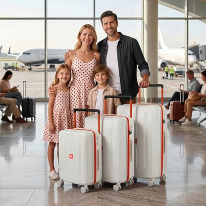 3 Piece Luggage set,Wide Handle Suitcase Set w/TSA LOCK - color: Beige, size: 3-Piece Set (20"/26"/30'')