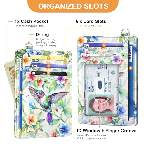 SEAVILIA Small Credit Card Holder for Women, Slim RFID Blocking Wallet - color: Hummingbird
