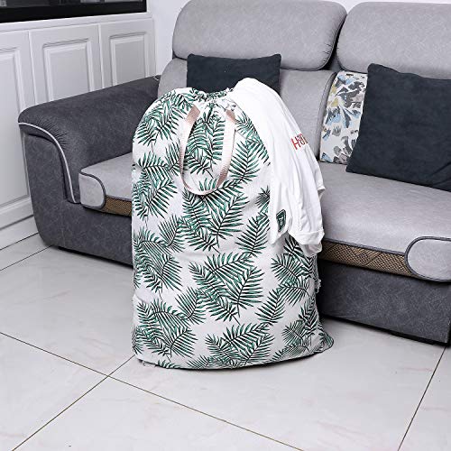 Extra Large Laundry Bag with Drawstring and Handle, Heavy Duty Travel Dirty Clothes Bag for Laundromat and Household, Durable Rip-Stop Laundry Hamper Liner, 28 x 40 Inch, Bamboo - color: Bamboo