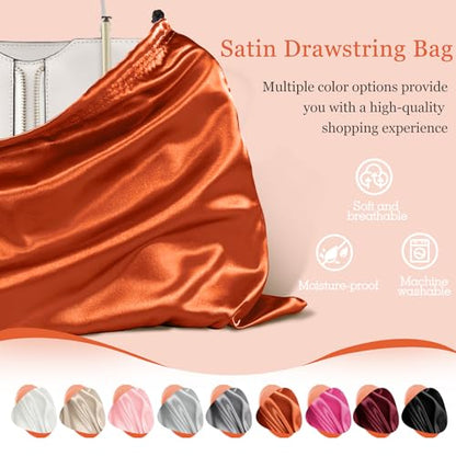 P Pothuiny 2 Pcs Satin Dust Bags for Handbags - color: Orange