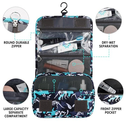 Kids Hanging Toiletry Bag for Boys, Travel Toiletry Bag for Little Young Boys Waterproof Wash Bag Toddler Traveling Toiletries, Dinosaur Black - color: Dinosaur-Black