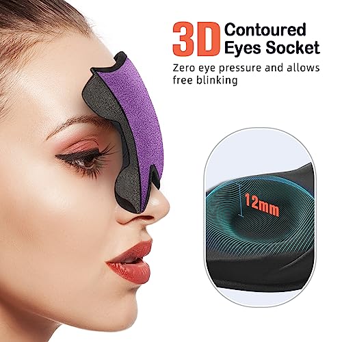 LitBear Sleep Mask for Side Sleeper Women Men, Eye Mask for Sleeping - color: Purple