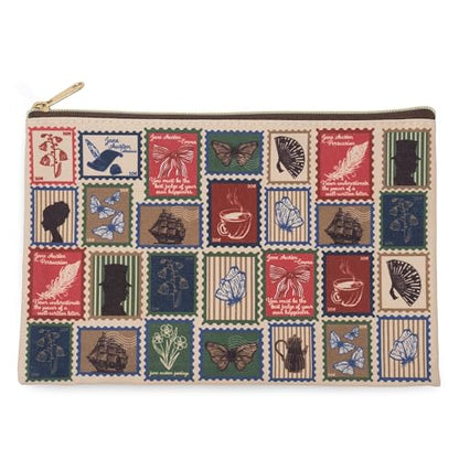 Steel Mill & Co. Canvas Zipper Pouch, Jane Austen Stamps