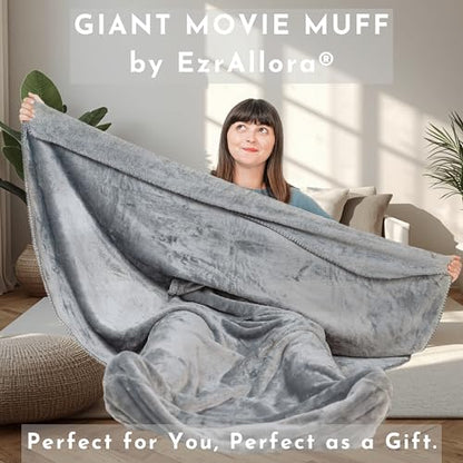 Original Patented Foot Pocket Blanket, Fleece Lightweight (Grey, Giant) - color: Silver Grey, size: Oversized