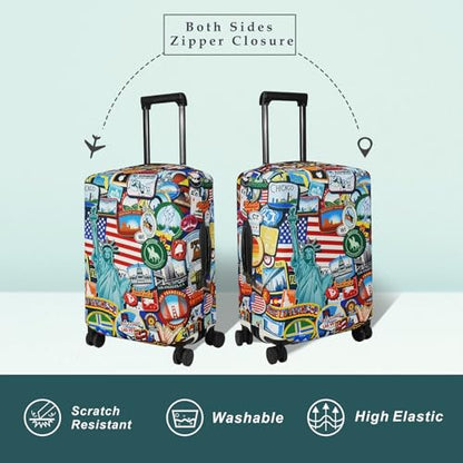 Explore Land Luggage Cover Fits 18-22 inch Case (Statue of Liberty, S) - color: Statue of Liberty, size: S