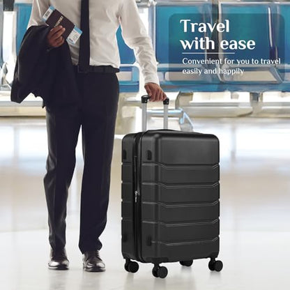 OLIXIS 28 Inch Luggage, Hardside Checked Suitcase with Spinner Wheels, Lightweight ABS Hard Shell Travel Luggage, TSA Approved Lock, Expandable Large Suitcase for Business & Travel–Black - color: Black, size: 28 IN