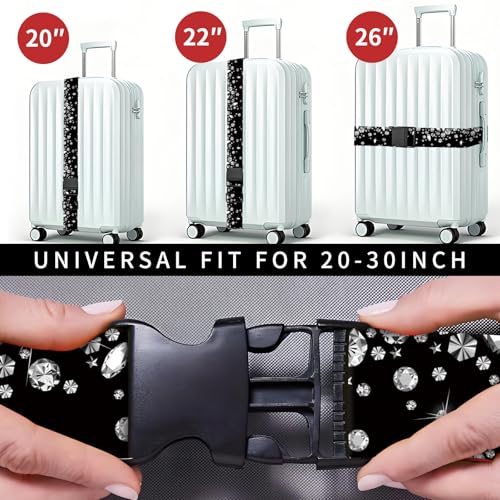 Luggage Straps for Suitcases, Heavy Duty Travel Belt with Quick-Release Buckle, Adjustable Suitcase Strap, Cute Luggage Accessories for Travel Sparkling Diamond - color: Sparkling Diamond