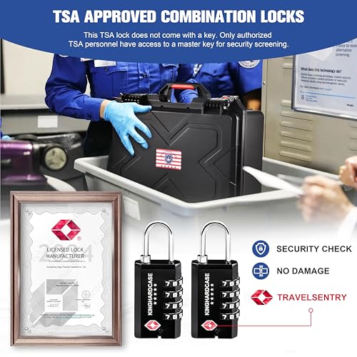 Kinghardcase 2 Pack TSA Approved Gun Locks, 4 Digit Combination Locks for Gun Case, Ammo Box, Rifle Bag, Luggage, Durable Resettable Locks with Locking Hook, Zinc Alloy, Travel Security - style: 2 Short Locks