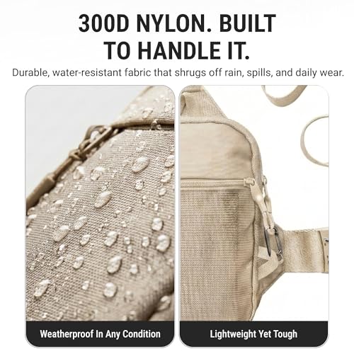 Travel Sling Bag for Men & Women, Anti-Theft RFID Blocking Crossbody Bags - color: Beige Mini