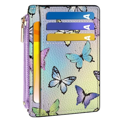 Tipmile Womens Credit Card Holder Wallet, Small Slim RFID Blocking Sleeve - color: Butterfly