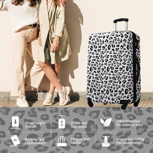 Merax Luggage Sets 3 Piece,Hardside Expandable Suitcase Set 20+24+28 IN - color: Leopard White Black, style: 3-piece Set(20/24/28)
