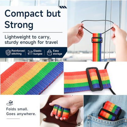 2 Pack Luggage Connector Straps for Suitcases 25 Colors, Adjustable Elastic Travel Bag Strap with Dual Stability Design, Add-a-Bag Hands-Free Luggage Belt, Fits Most Carry-On & Checked Luggage - color: Scottish