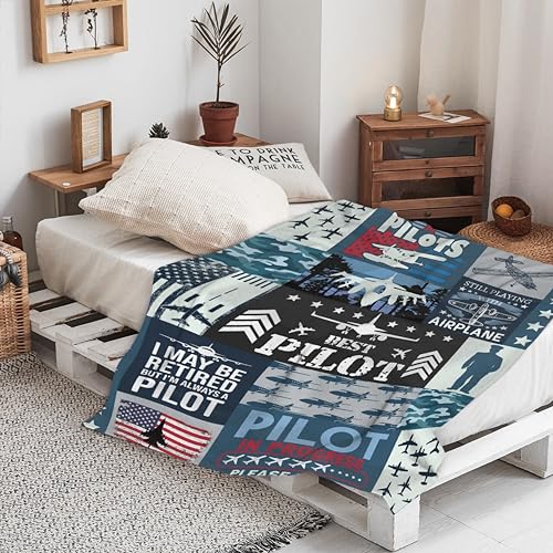 Pilot Throw Blanket Aviation Gifts for Men Adults Teen Boys - color: Pilot, size: 40” x 50“