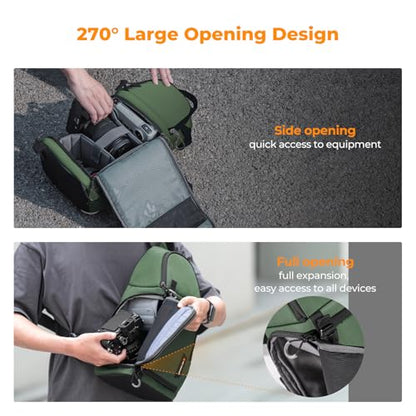 K&F CONCEPT Camera Sling Bag, Compact Crossbody Backpack, 10L - color: Green, size: Medium