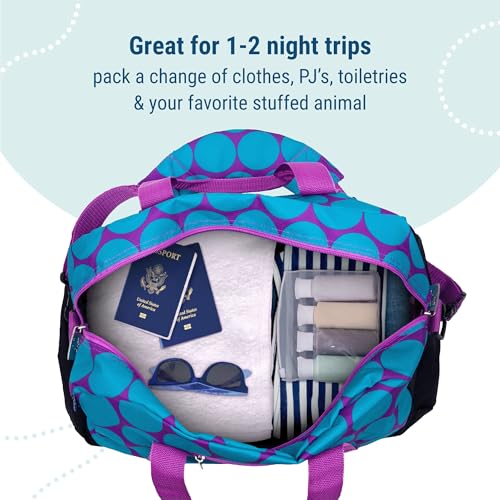 Wildkin Overnighter Duffel Bag for Kids, Big Dot Aqua - color: Big Dot Aqua