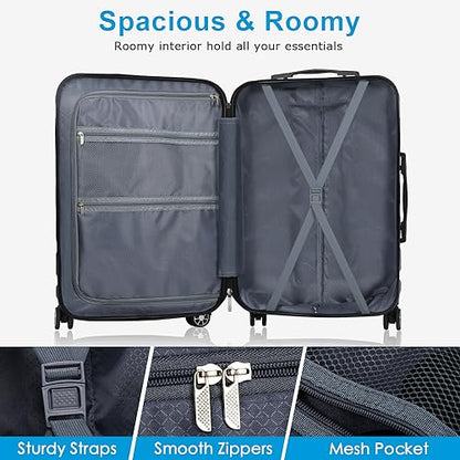 Luggage Sets Hardside Lightweight Suitcase with Spinner Wheels TSA Lock, 3-Piece Set (20/24/28) - color: SkyBlue
