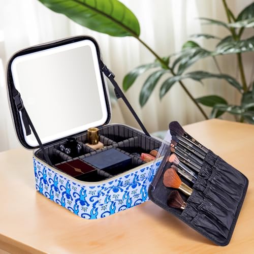 Portable Cosmetic Train Case, Travel Makeup Bag Organizer & Mirror