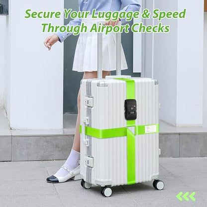TSA Approved Luggage Straps with Combination Lock, Cross Green - color: Cross Green